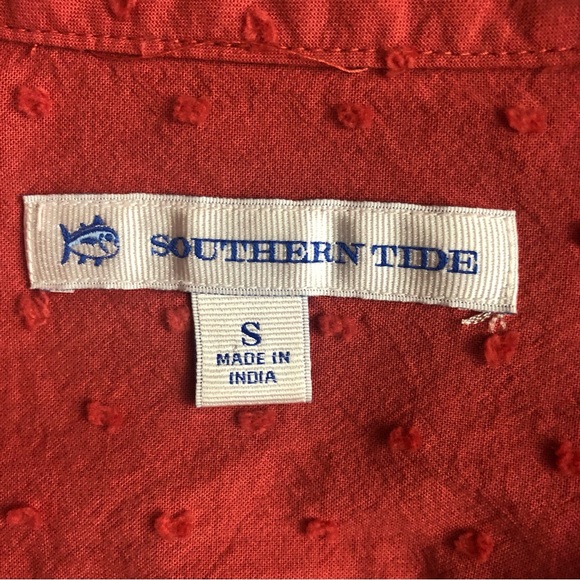 Women's Southern Tide "Kris" Swiss Dot Shirt Dress In Mineral Red. Size Small. - Picture 13 of 16